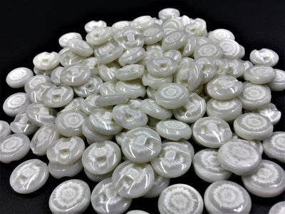 White Designer Circular Polyster Button