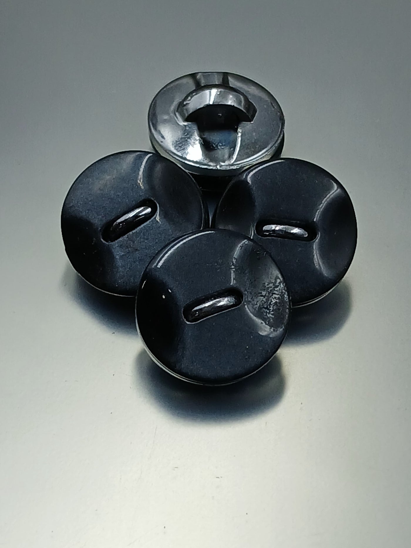 Black Circular 20L Down Hole Polyester Buttons