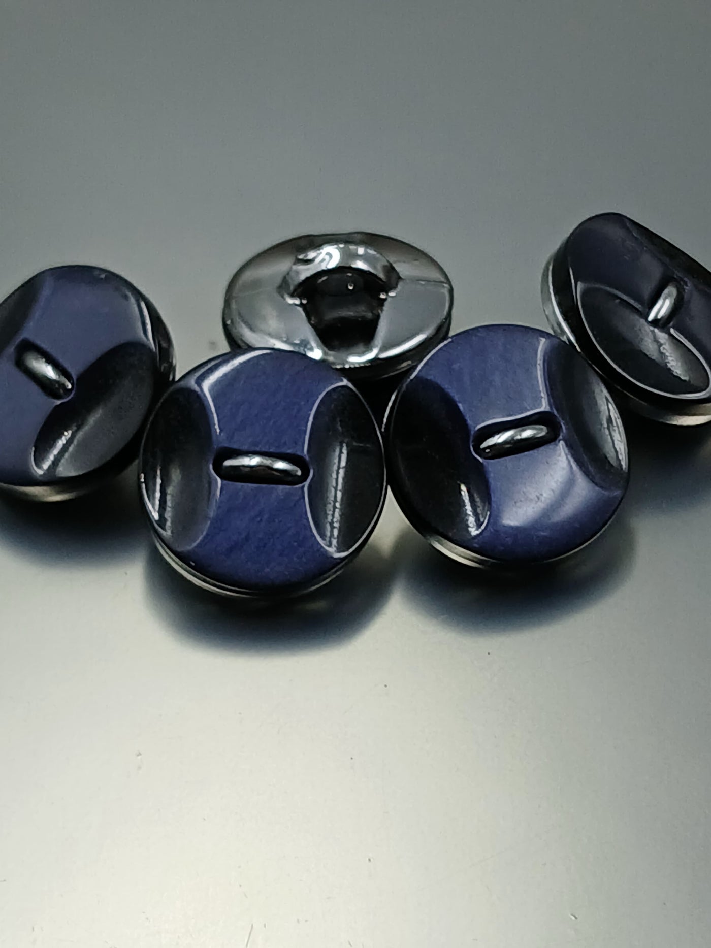 Navy Blue Circular 24L Down Hole Polyester Buttons