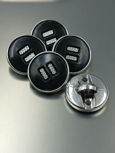 Black  Silver Circular 28L Down Hole Polyester Buttons