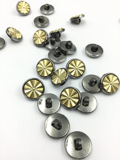 Black & Sand Golden Round Shape Down Hole Polyester Buttons (Wholesale)