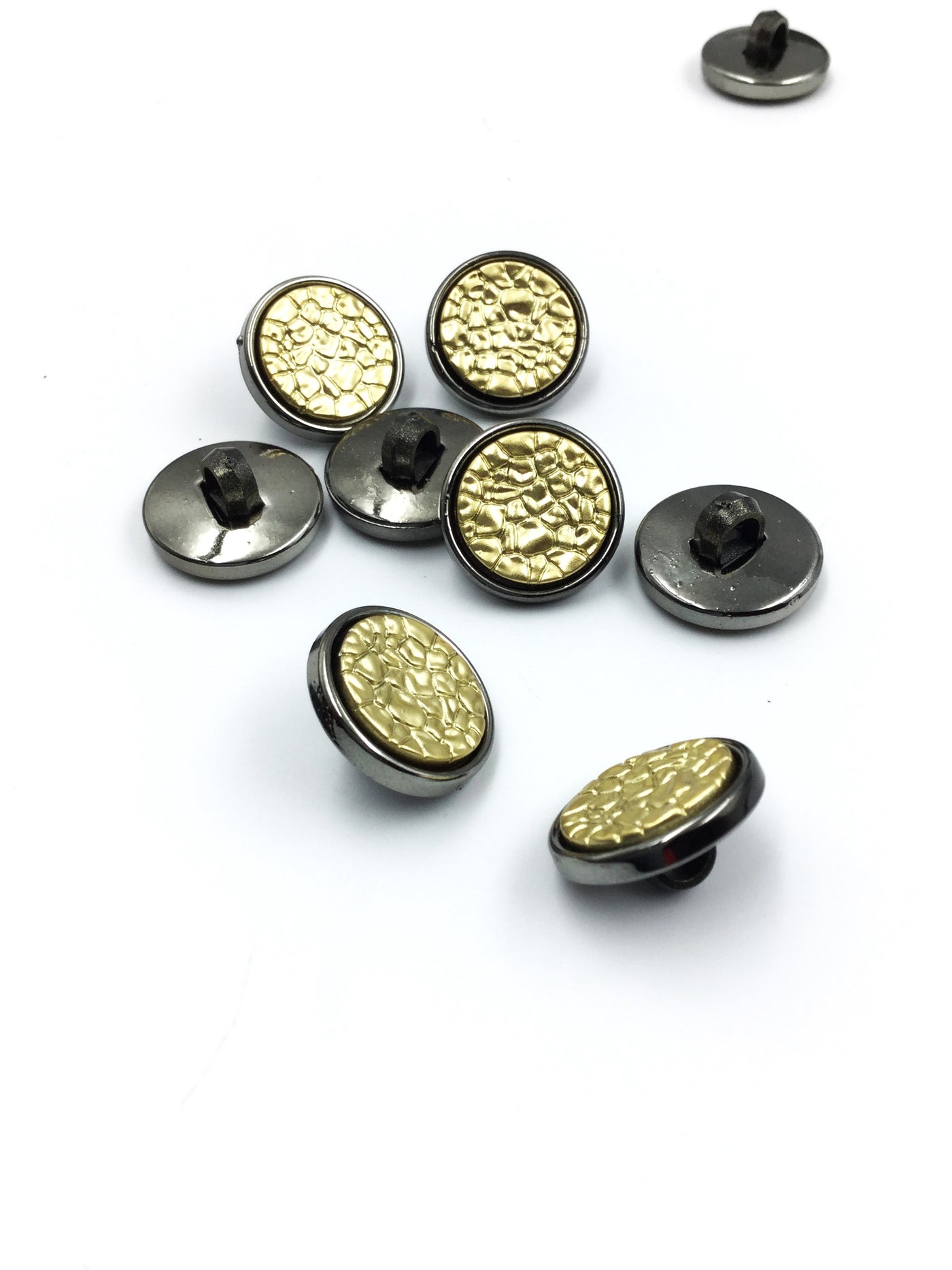 Black & Sand Golden Round Shape Down Hole Polyester Buttons (Wholesale)