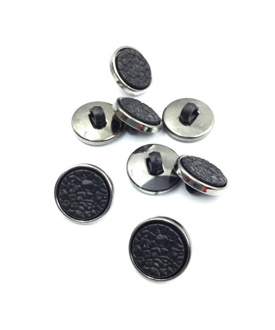 Black & Gray Round Shape Down Hole Polyester Buttons (Wholesale)