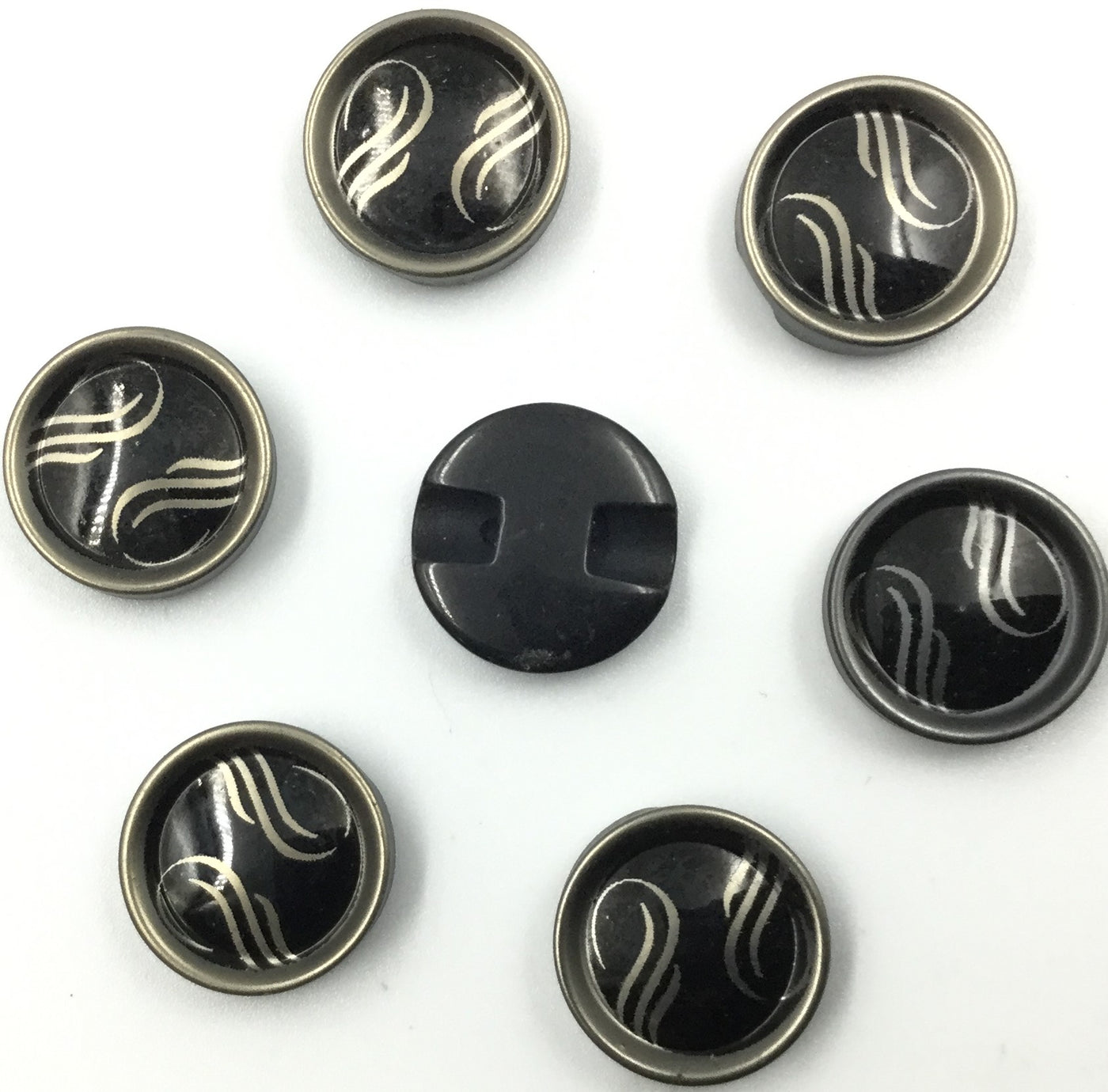 Black & Golden Circular Plastic Buttons