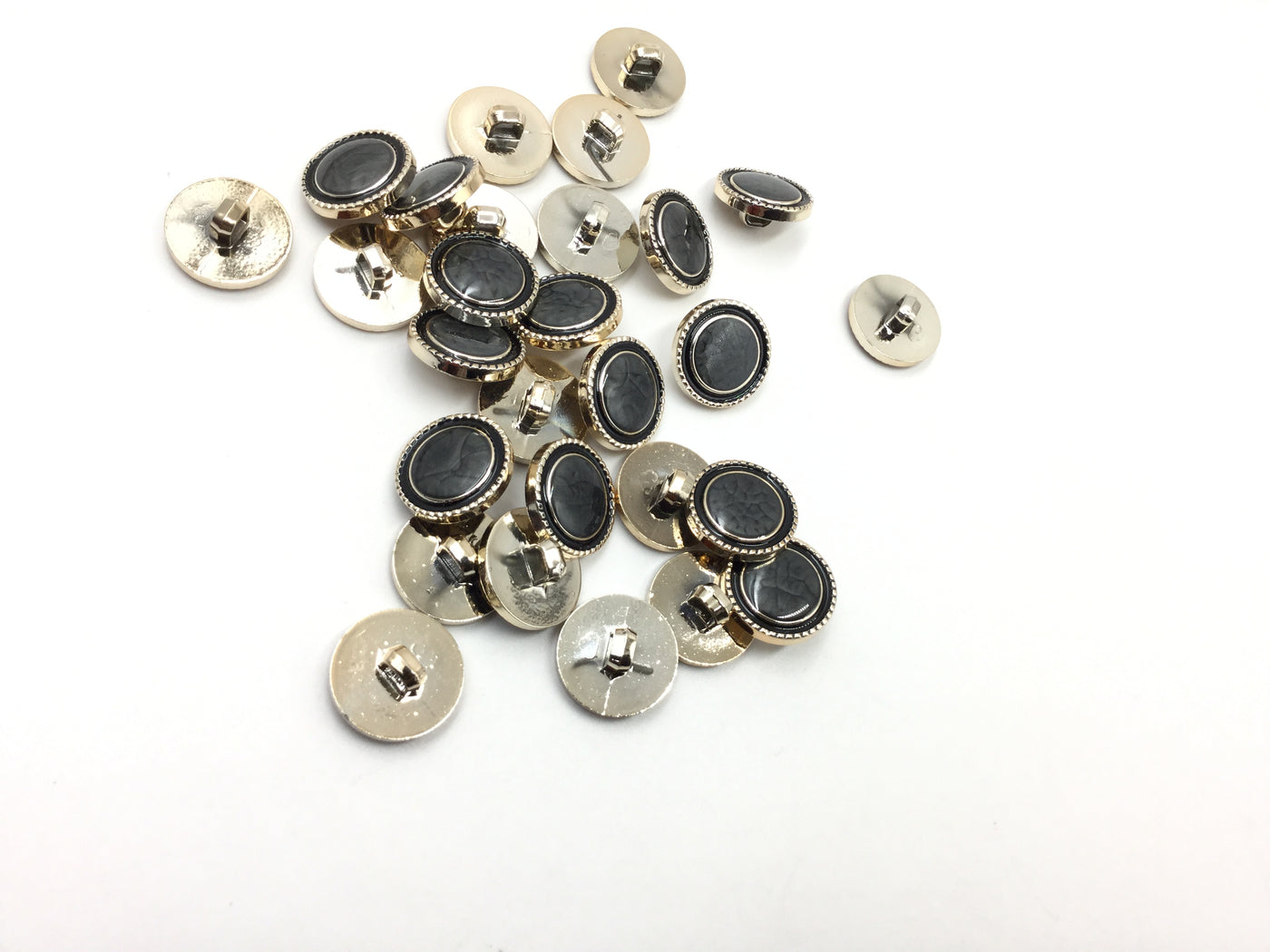 Black & Golden Circular Plastic Buttons