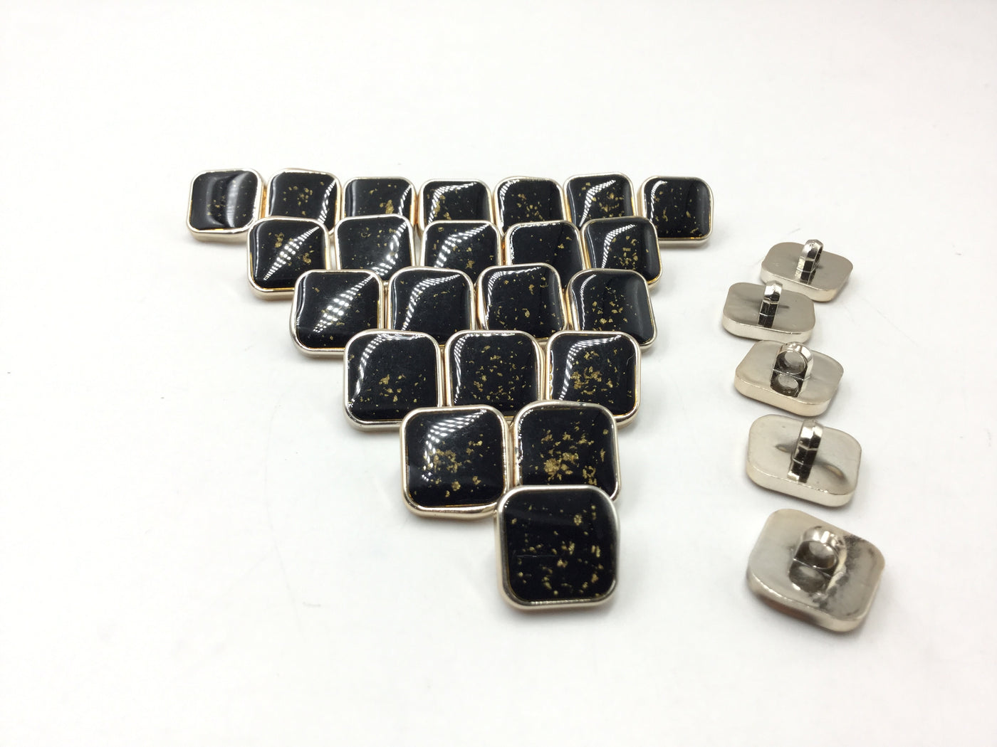 Black & Silver Square Plastic Buttons