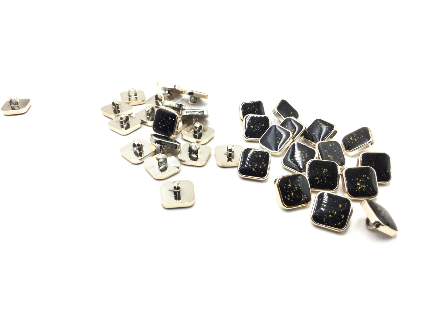 Black & Silver Square Plastic Buttons