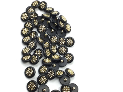 Black & Golden Circular Plastic Buttons