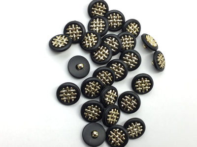 Black & Golden Circular Plastic Buttons