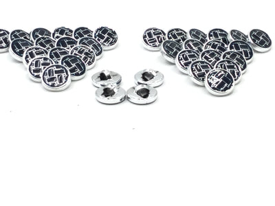 Blue & Silver Circular Plastic Buttons