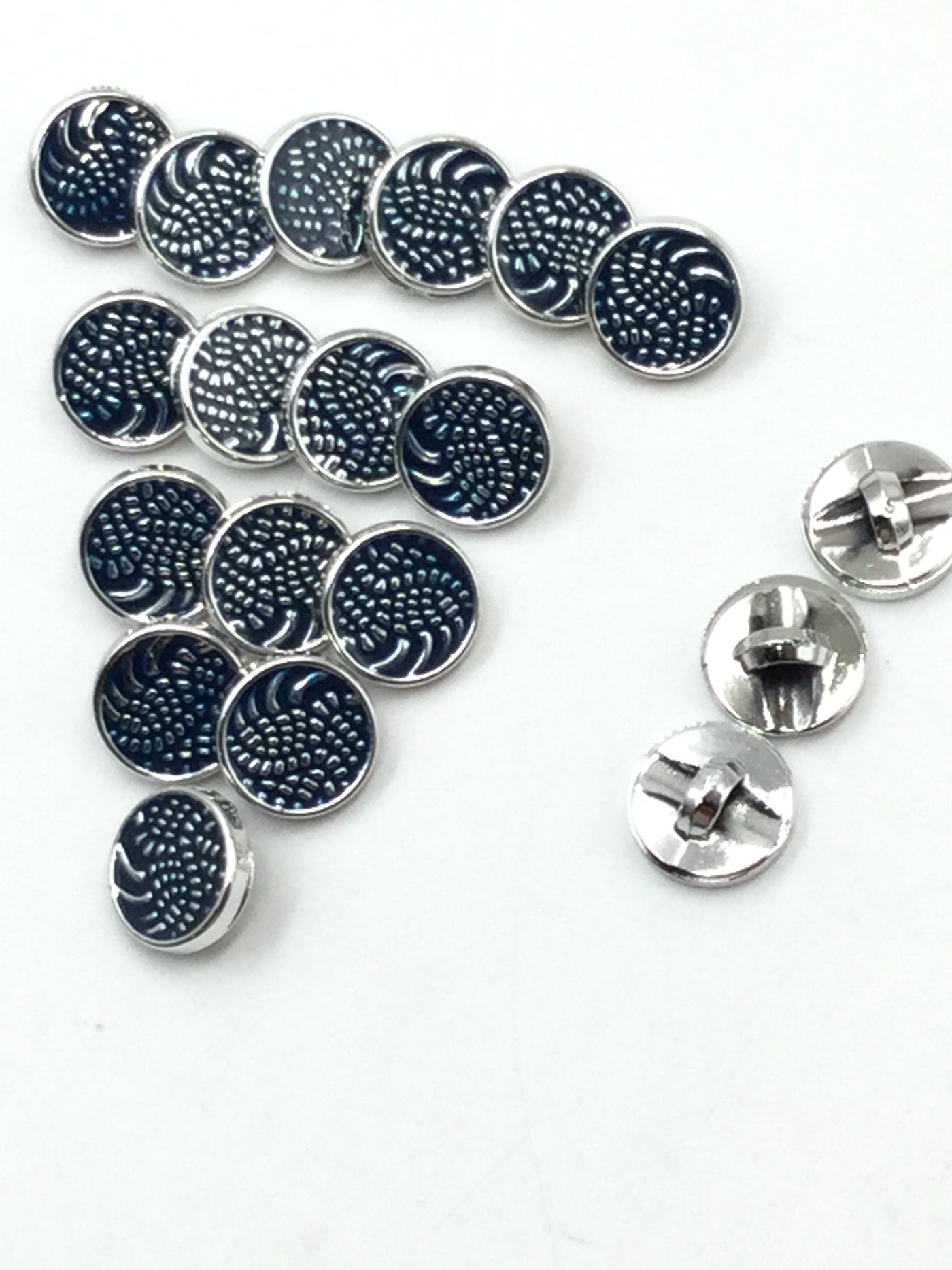 Blue & Silver Circular Plastic Buttons