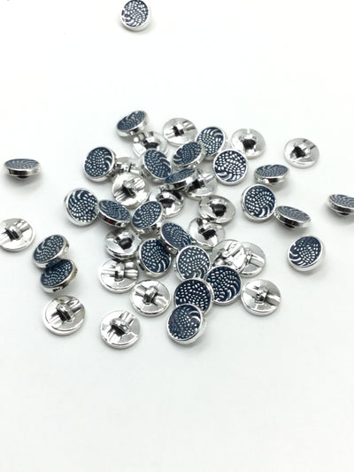 Blue & Silver Circular Plastic Buttons