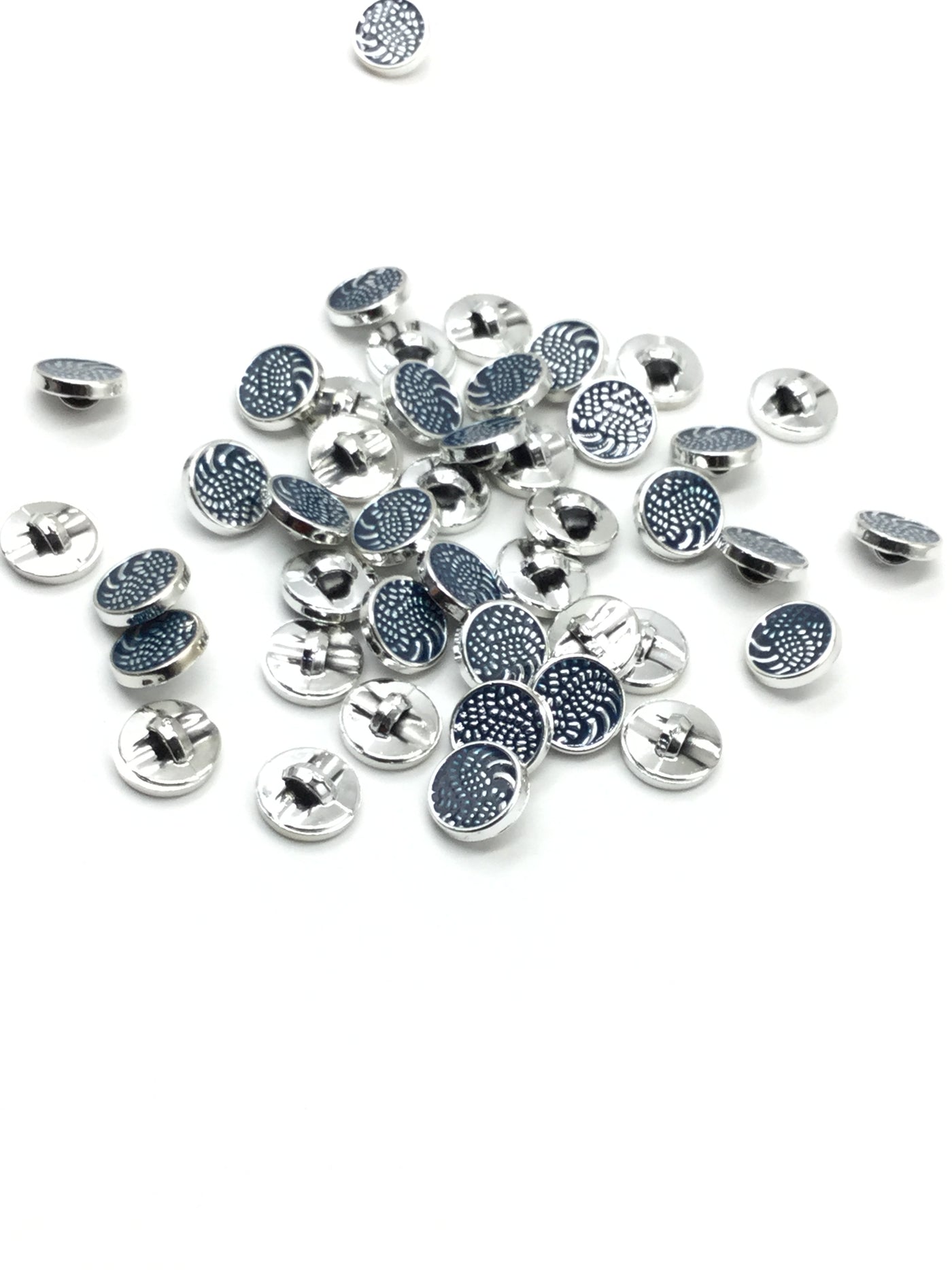 Blue & Silver Circular Plastic Buttons