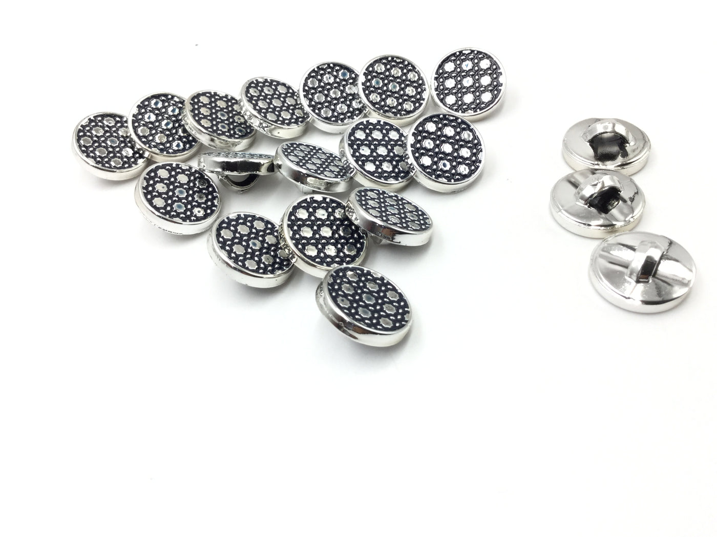 Blue & Silver Circular Plastic Buttons