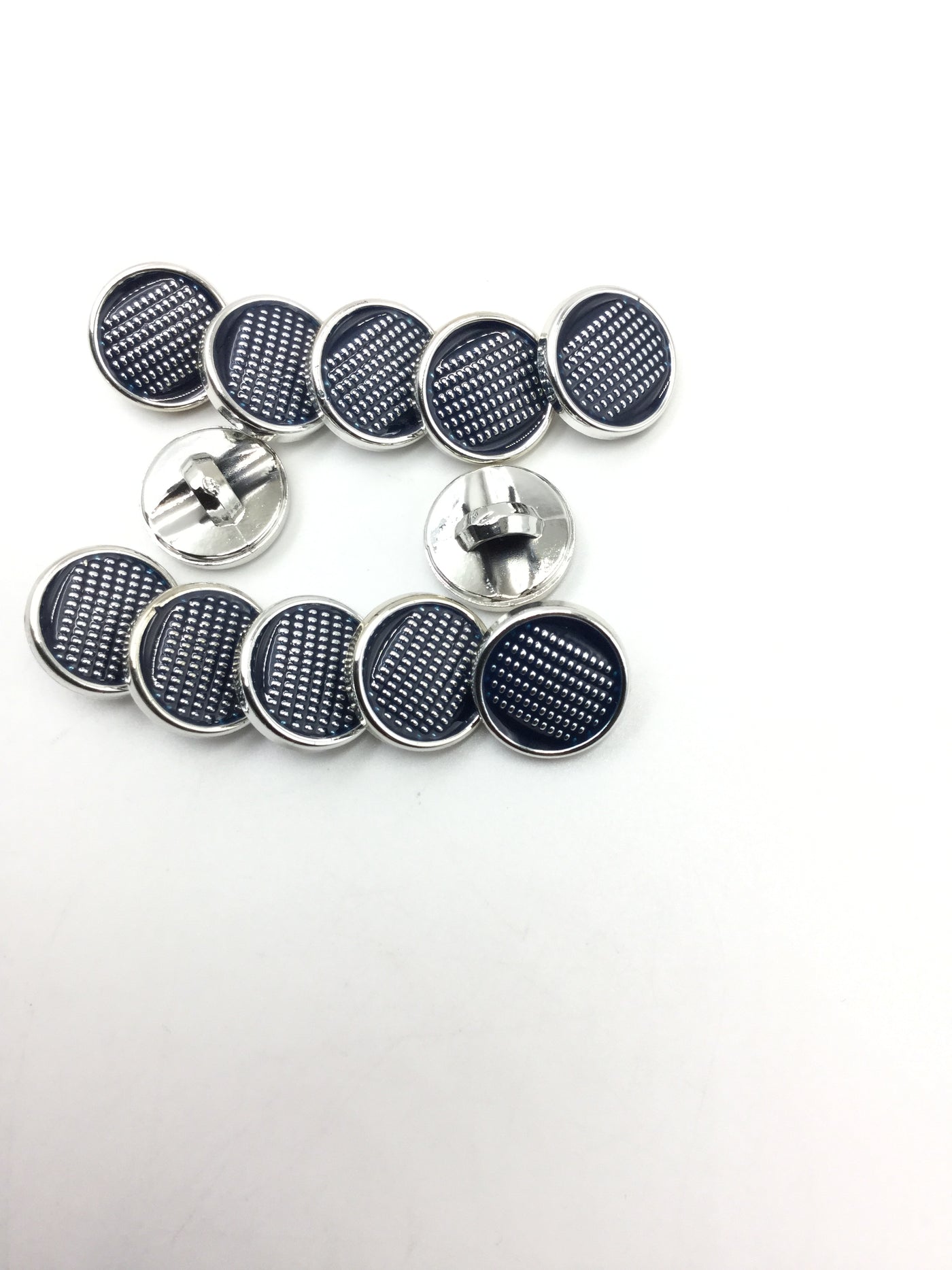 Blue & Silver Circular Plastic Buttons