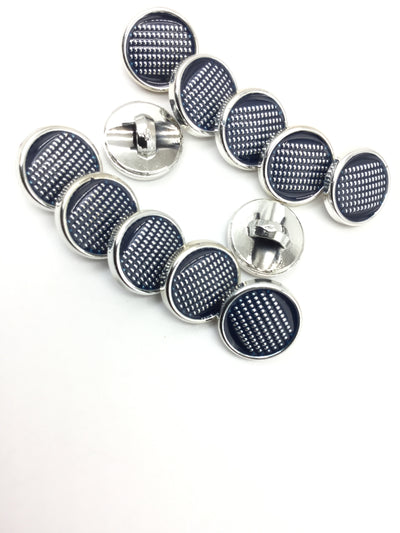 Blue & Silver Circular Plastic Buttons