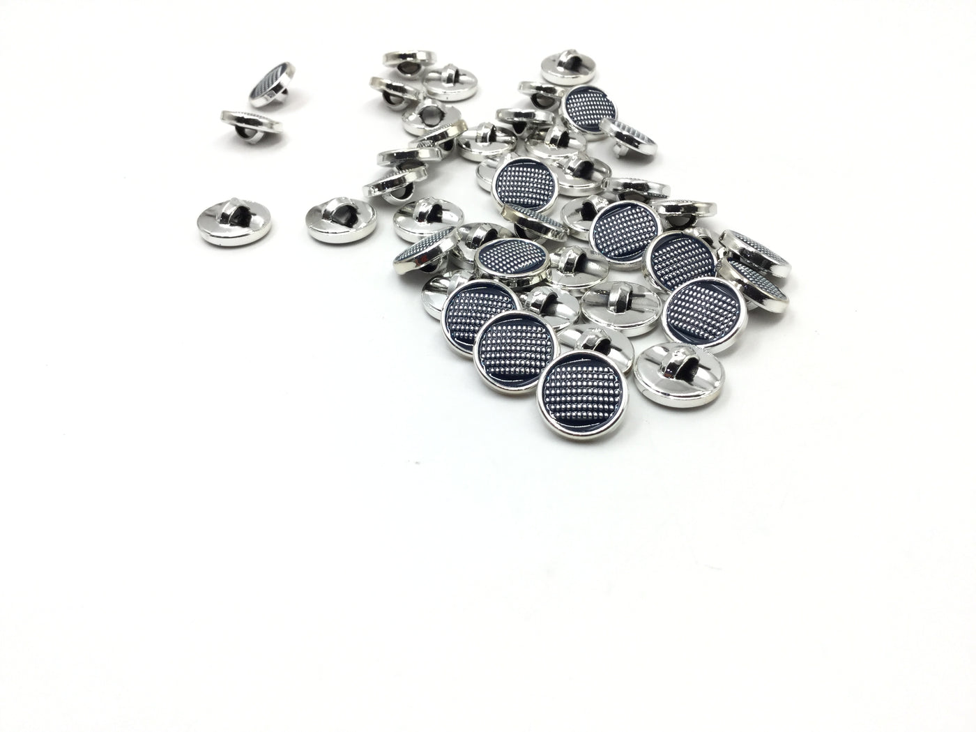 Blue & Silver Circular Plastic Buttons