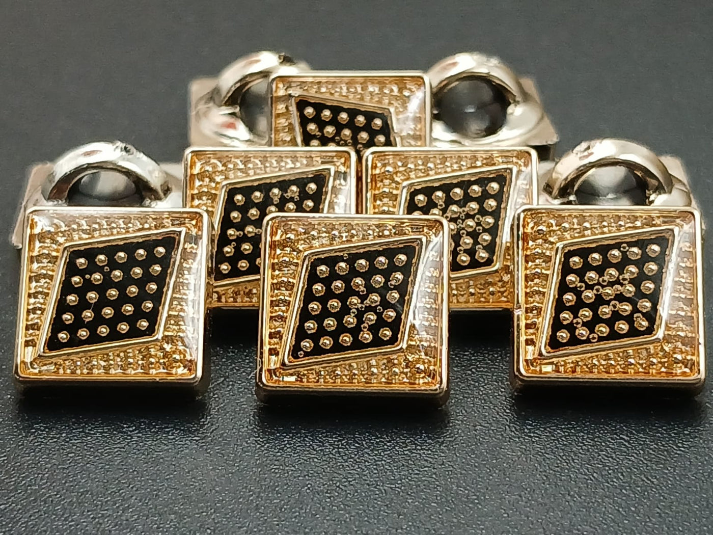 Golden and Black Square 20L Downhole  Polyester  Buttons