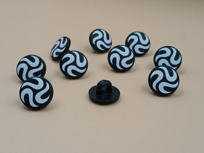 Black & White Round Shape Down Hole Plastic Buttons