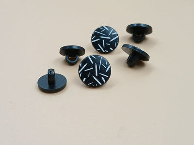 Black & White Round Shape Down Hole Plastic Buttons