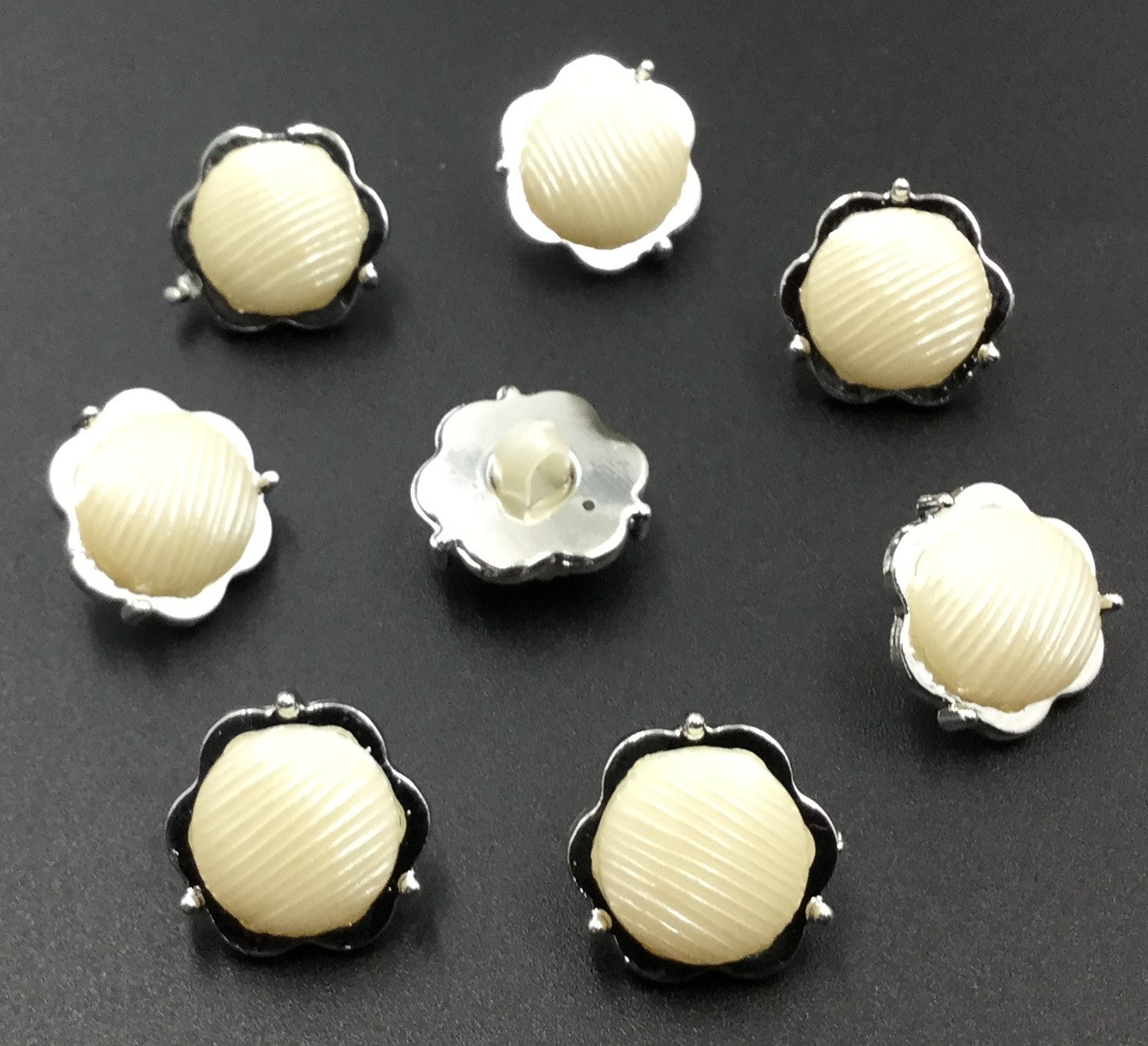 Silver & White Down Hole Plastic Button (Wholesale)