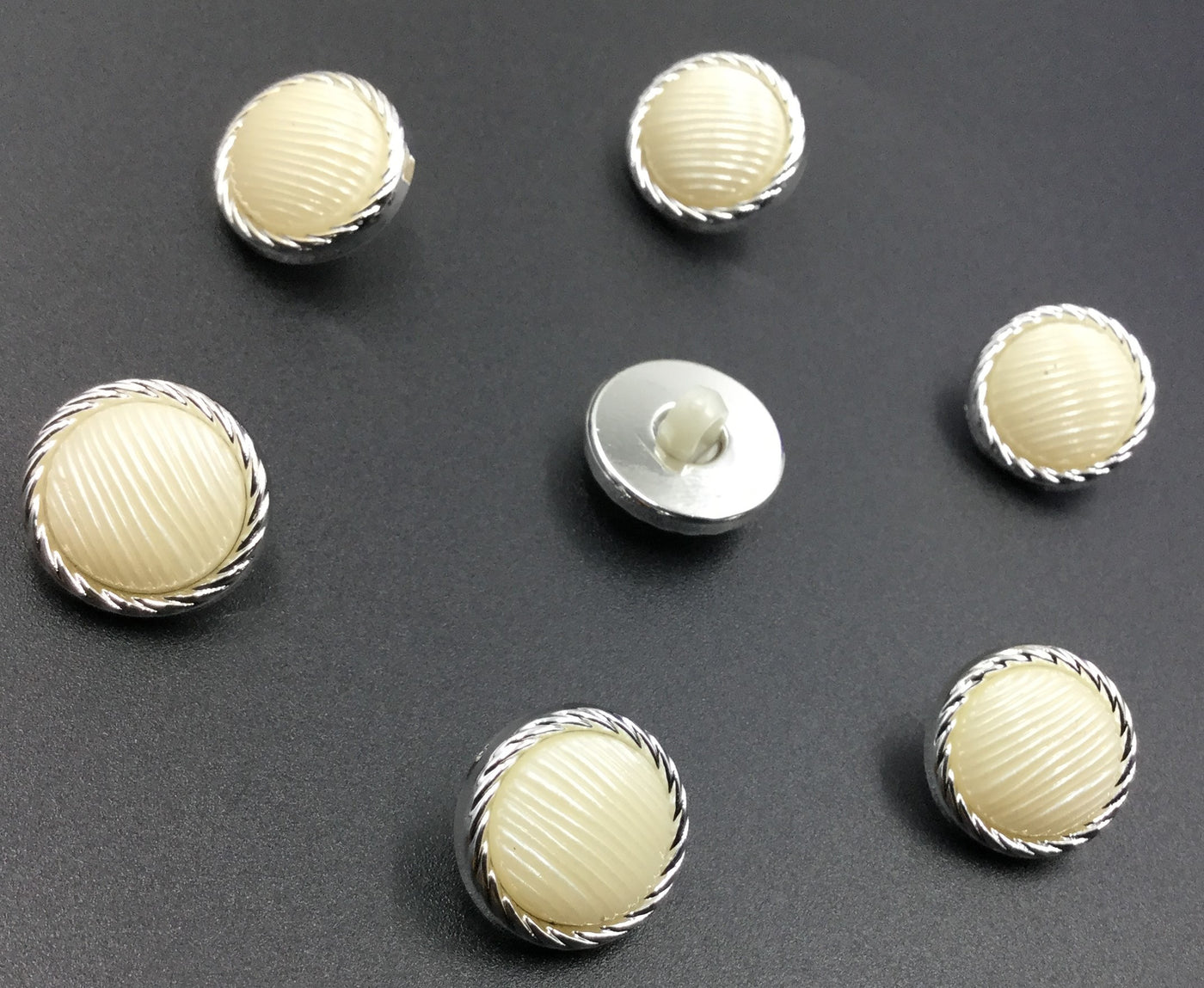 Silver & White Down Hole Plastic Button (Wholesale)