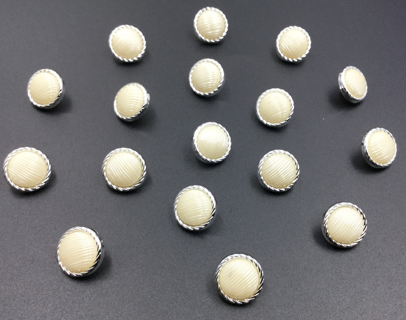 Silver & White Down Hole Plastic Button (Wholesale)