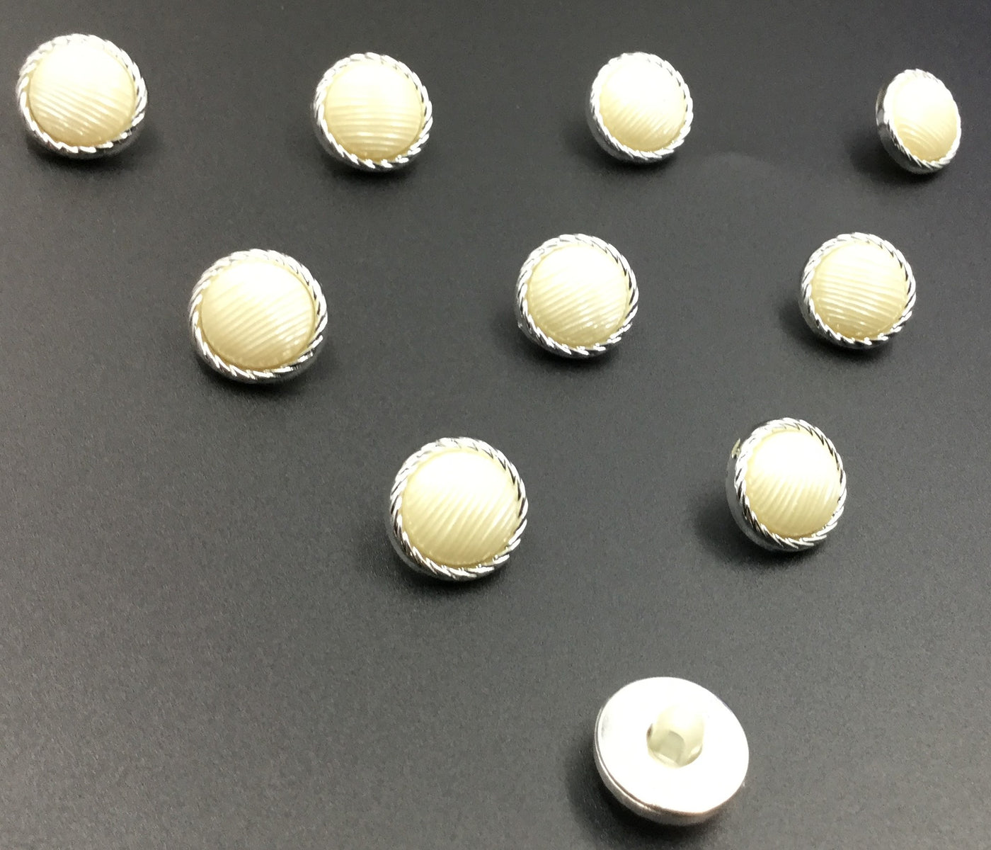 Silver & White Down Hole Plastic Button (Wholesale)