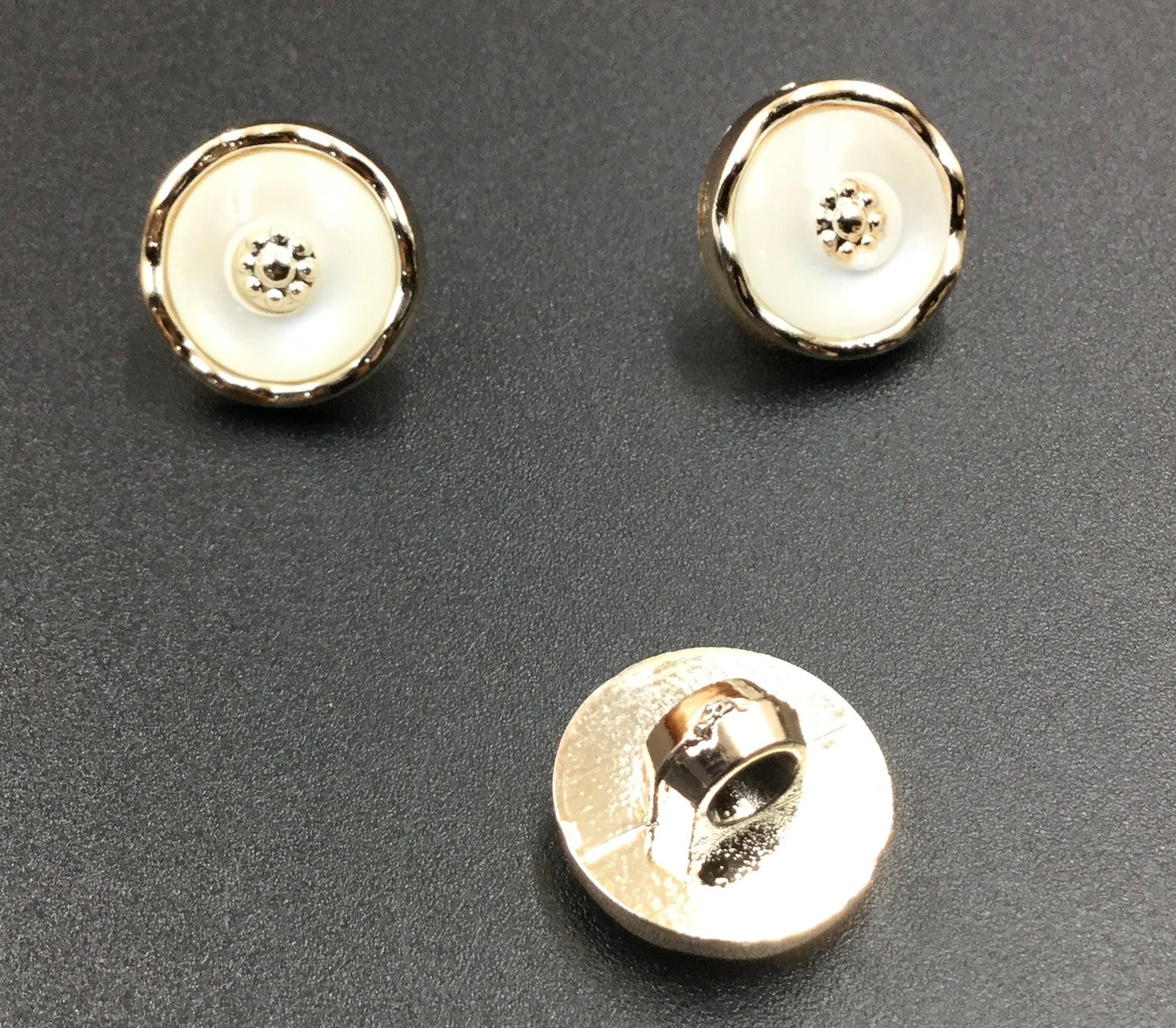 Golden & White Round Plastic Buttons