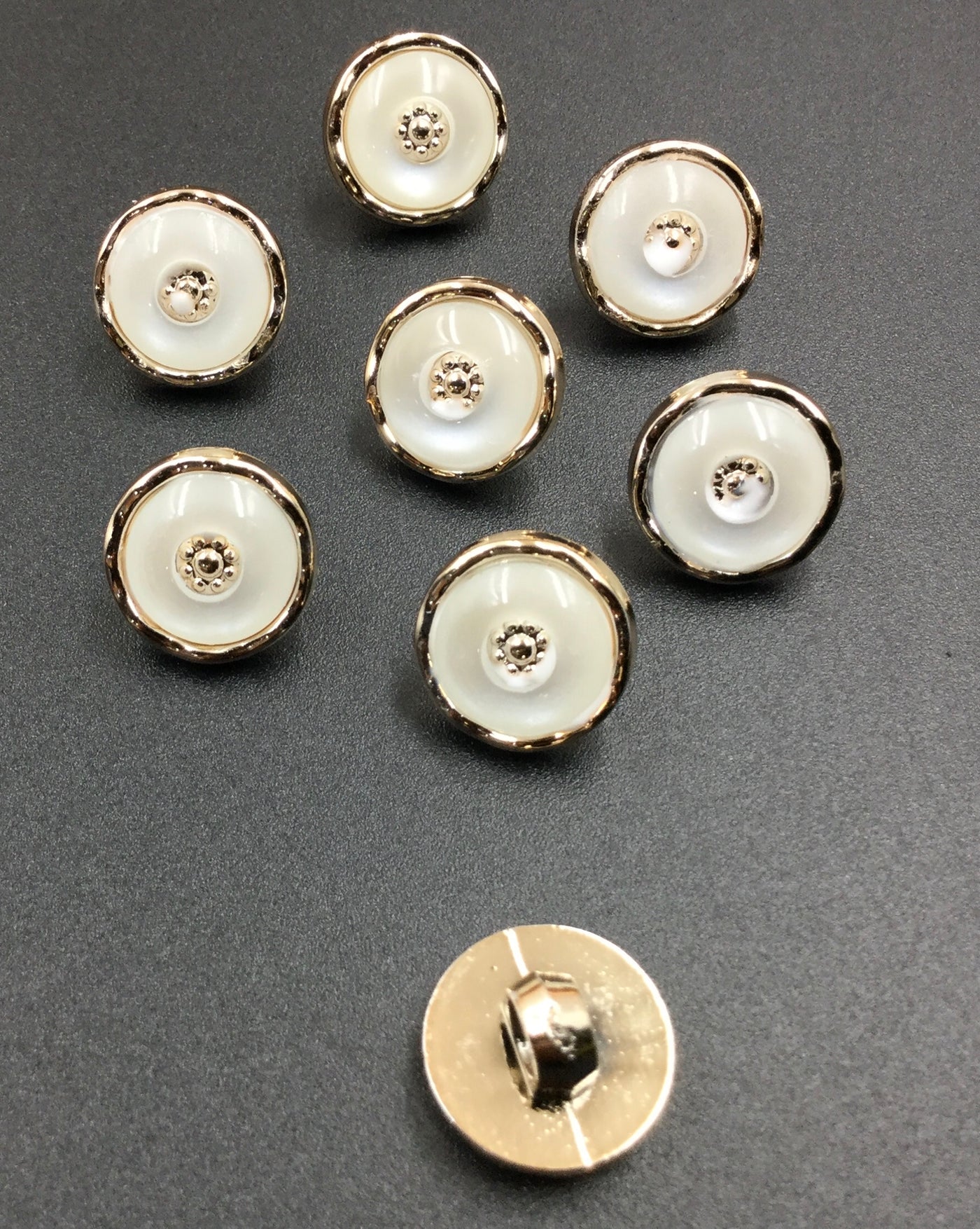 Golden & White Round Plastic Buttons