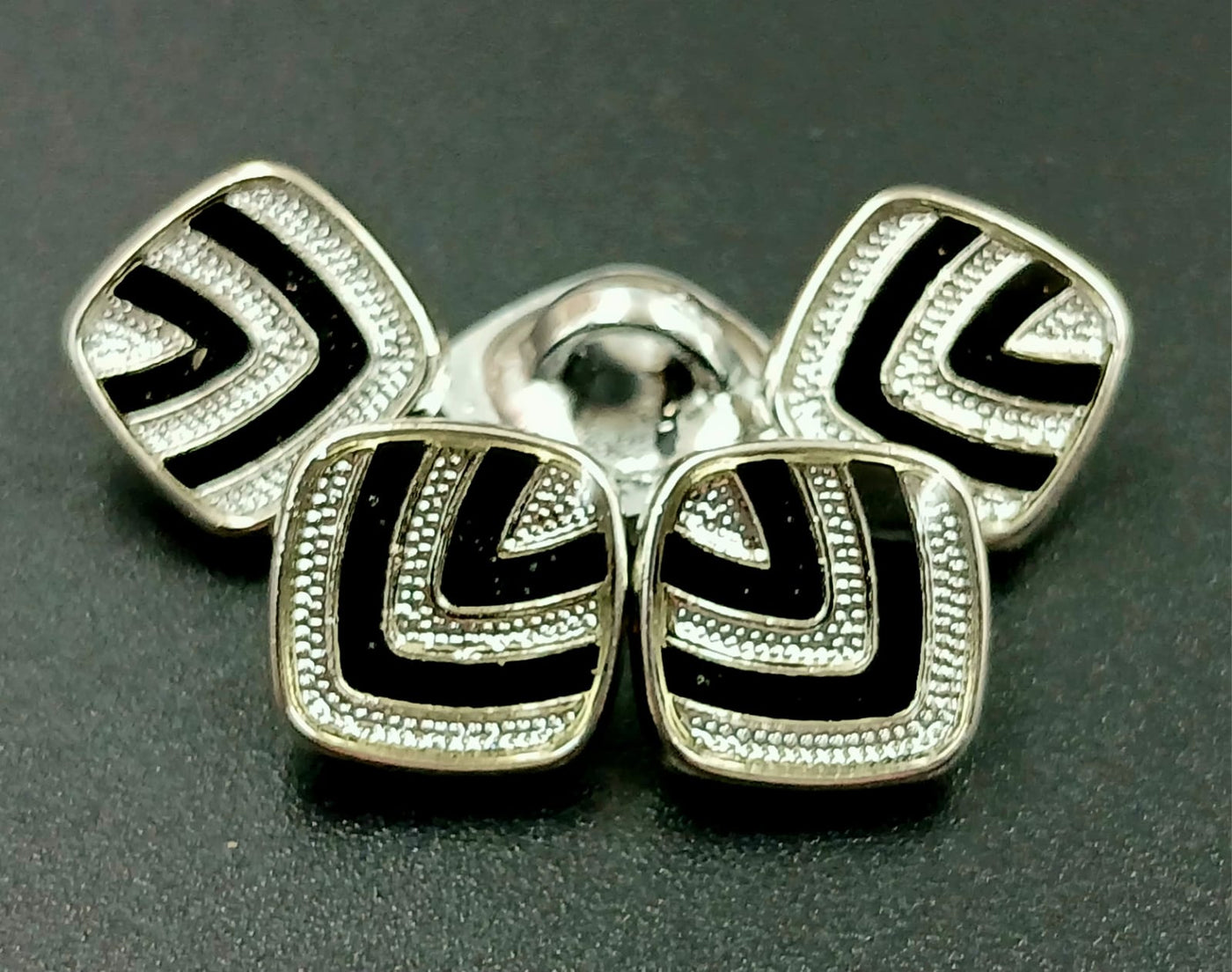 Silver And Black Polyester Square 20L Downhole  Kurta Buttons