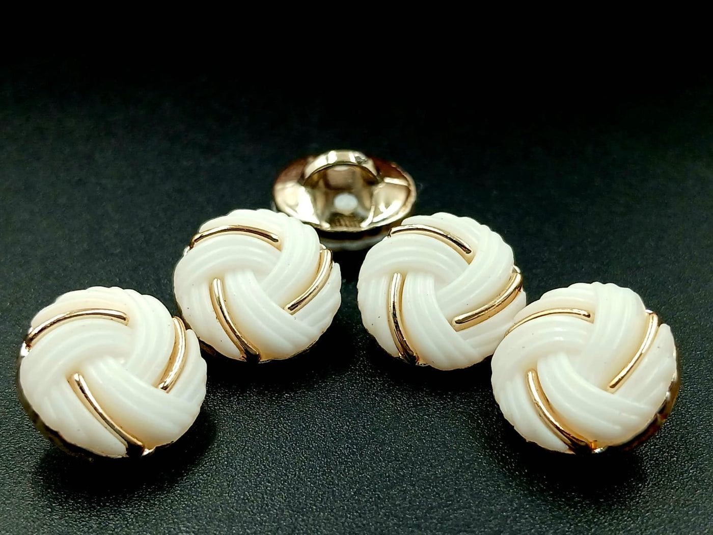 Golden & Silver Circular Down Hole Polyester Buttons  20L