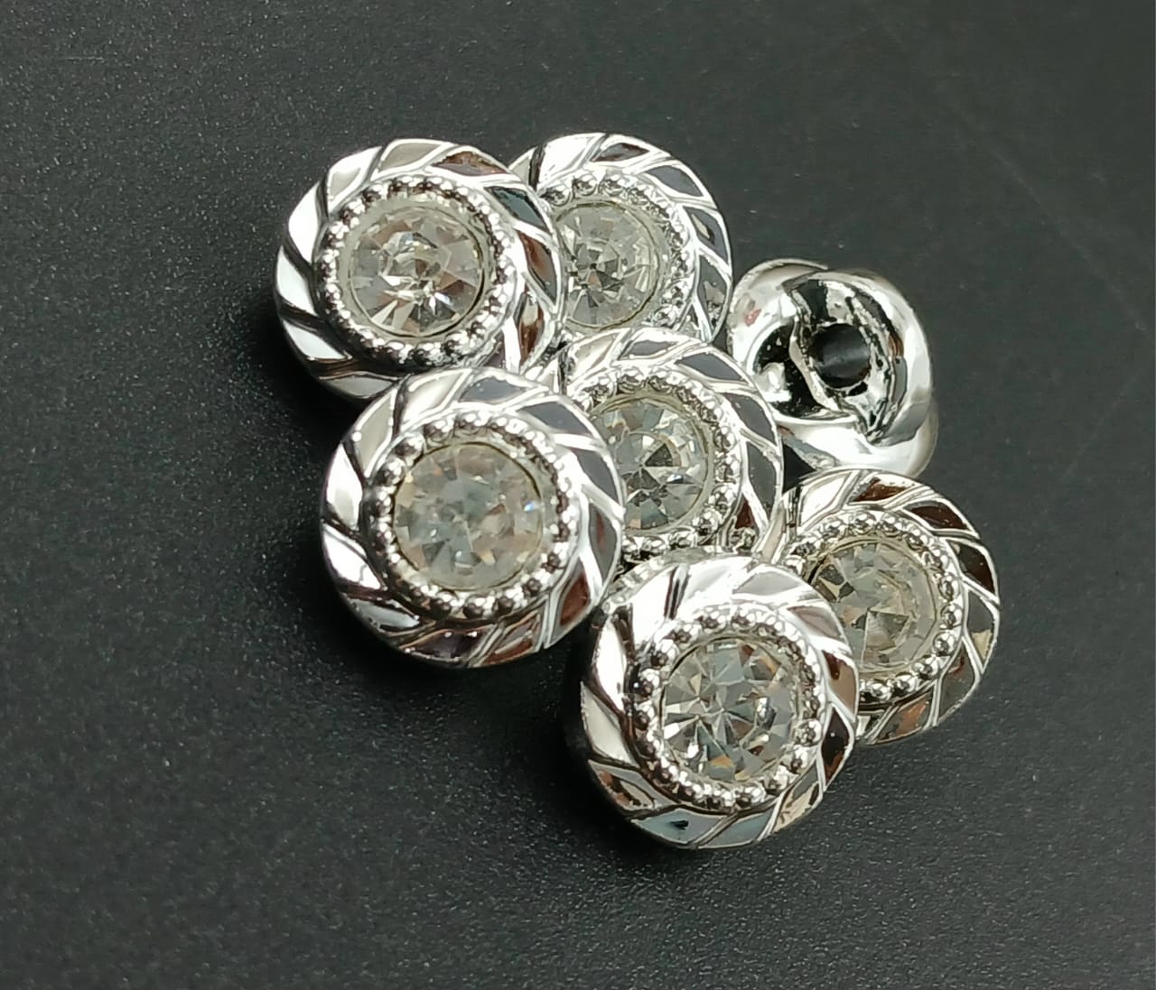 Silver Circular 18L Down Hole Polyester Buttons