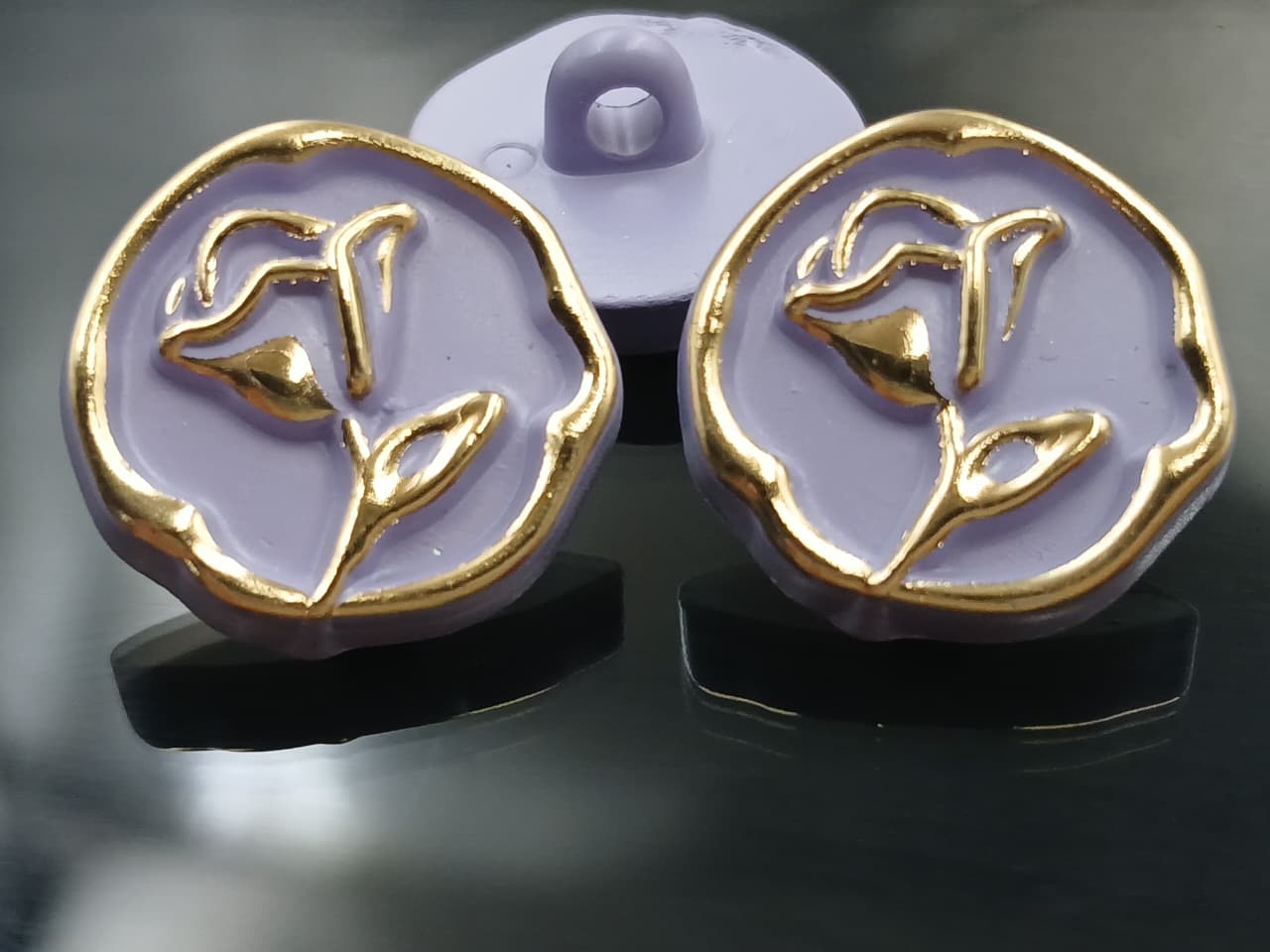 Purple & Golden Rose Design Downhole Button 28L