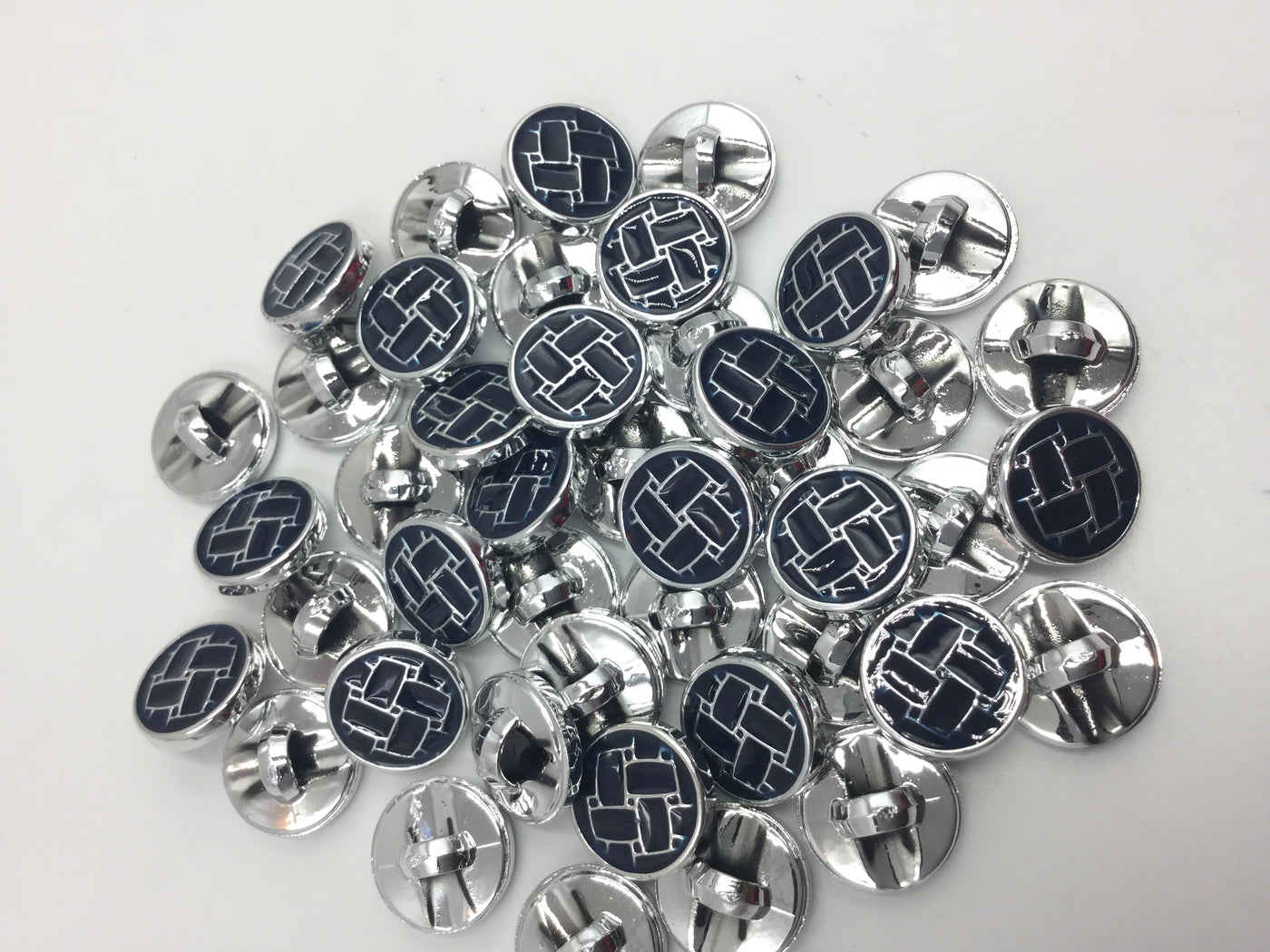 Blue & Silver Circular Plastic Buttons