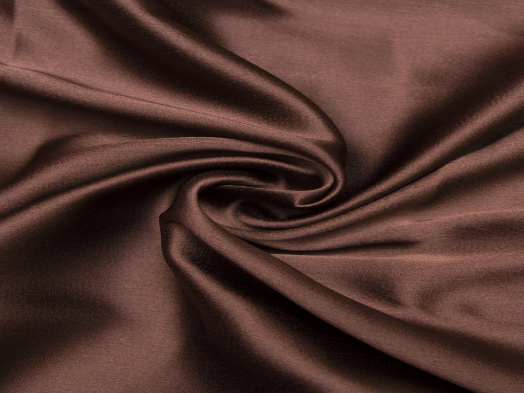 Cocoa Brown Plain Blooming Satin Fabric