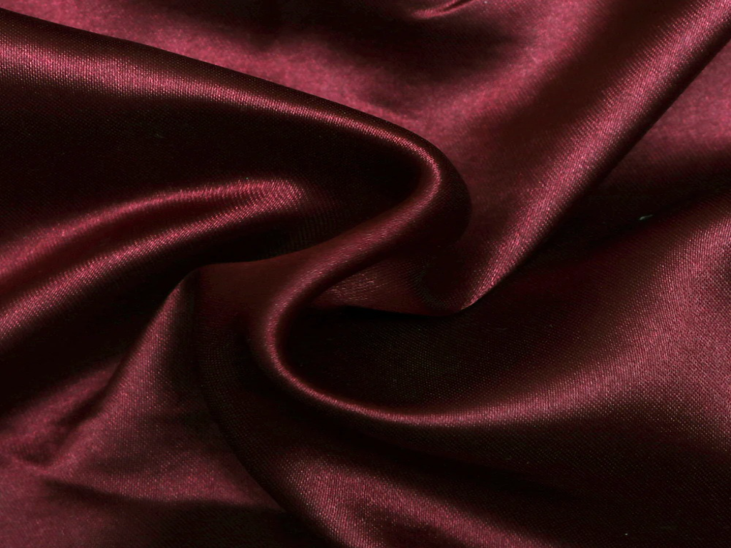 Merlot Red Plain Blooming Satin Fabric
