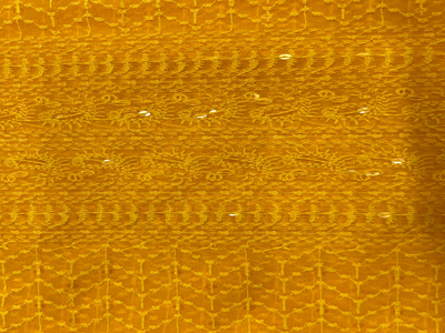 Yellow Marigold Traditional Sparkle Carry Patta Georgette Fabric