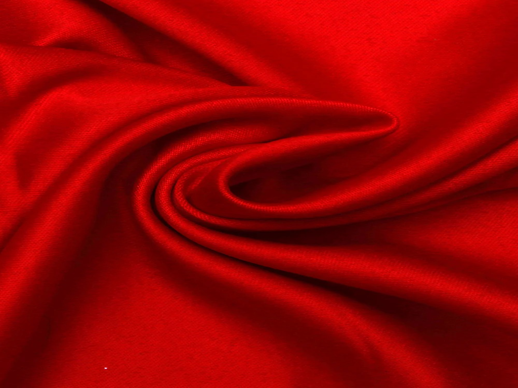 The Valentino Red Plain Blooming Satin Fabric