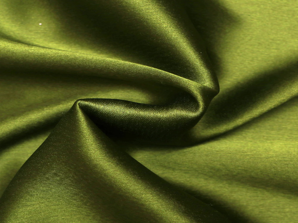 Olive Green Plain Blooming Satin Fabric