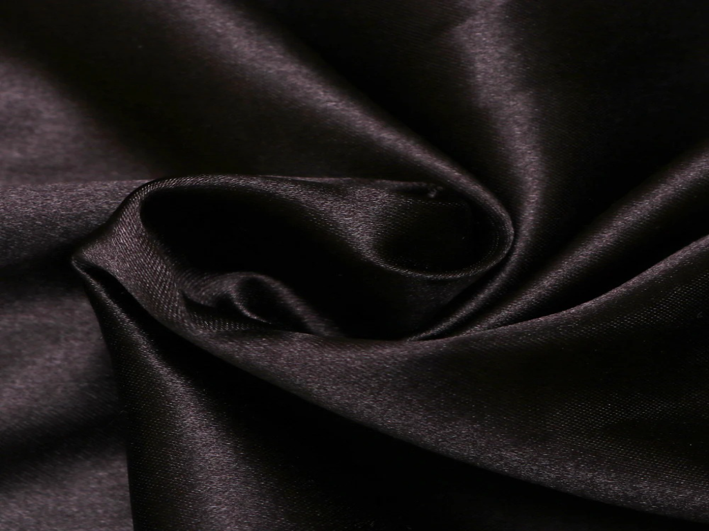 Black Smoke Plain Blooming Satin Fabric