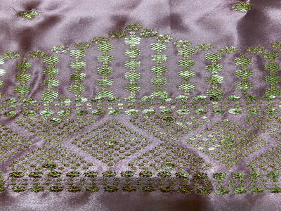 Dusky Rose Daman With Zari & Sequins Work Silk Fabric