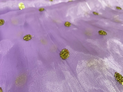 Purple Motifs Embroidered Shimmer Jimyy Work Fabirc