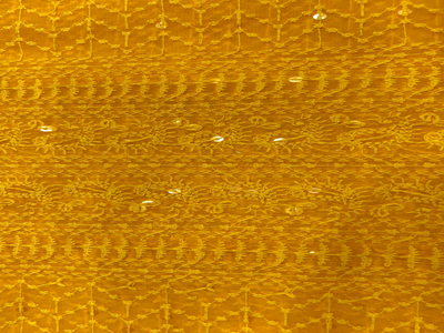 Yellow Marigold Traditional Sparkle Carry Patta Georgette Fabric