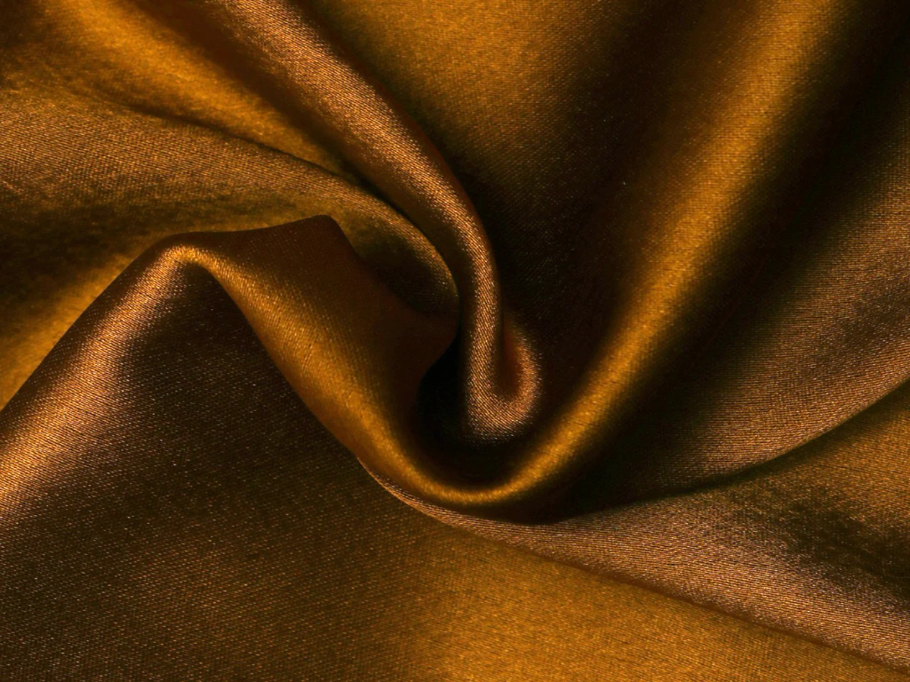 Caramel Brown Plain Blooming Satin Fabric