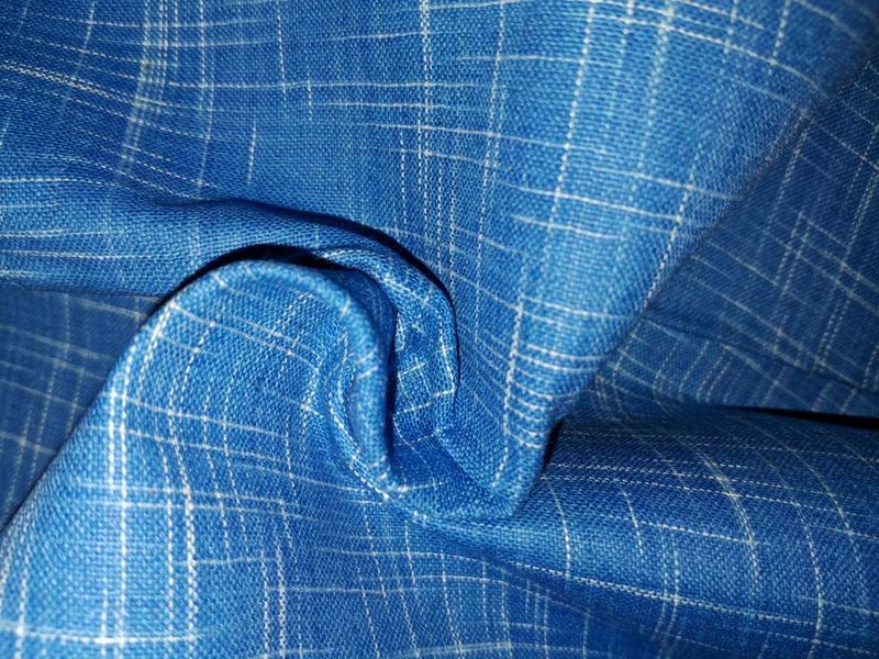 Deep Blue Checks Jharna Cotton Fabric