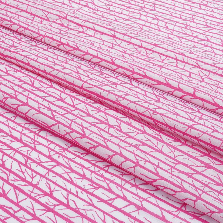 Pink & White Abstract Printed Pure Cotton Fabric