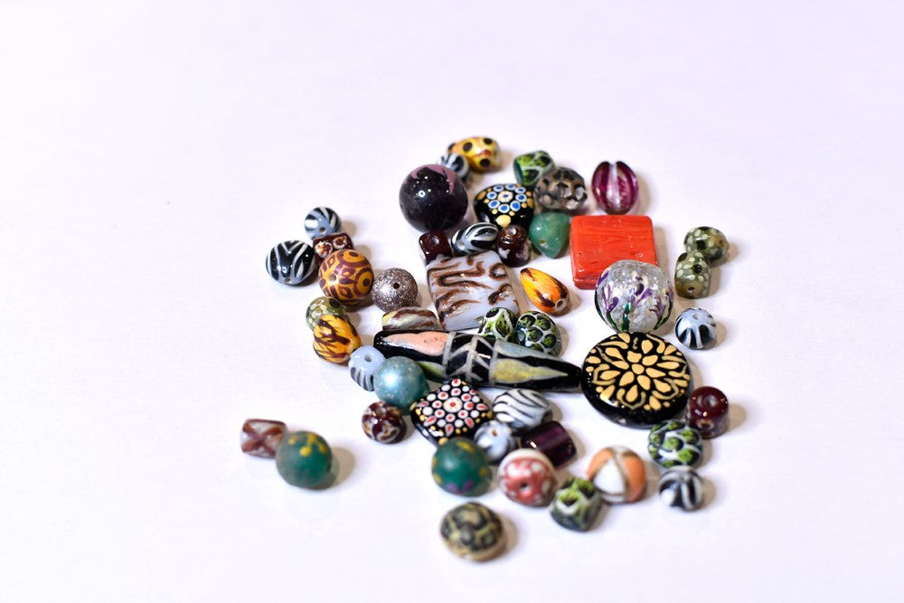 Multicolor Hand Painted Glass Beads