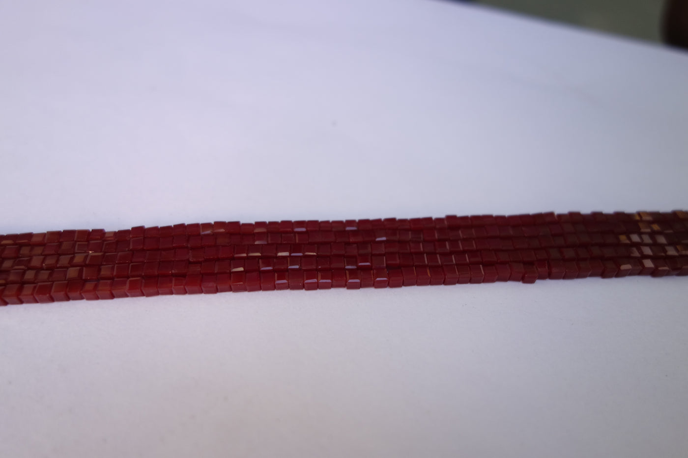 Red Cube Glass Beads