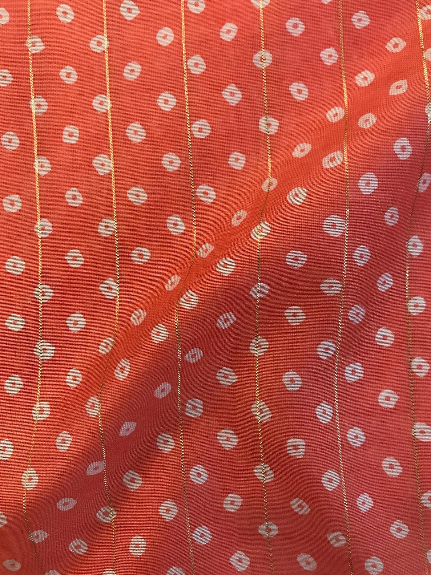 Peach Polka Dots Lurex Viscose Sik Fabric (Wholesale)